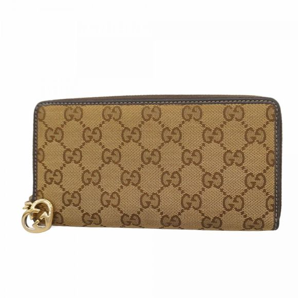 Gucci Long Wallet GG Canvas 308005 Canvas Beige Brown with Champagne Gold Hardwa - Picture 1 of 16